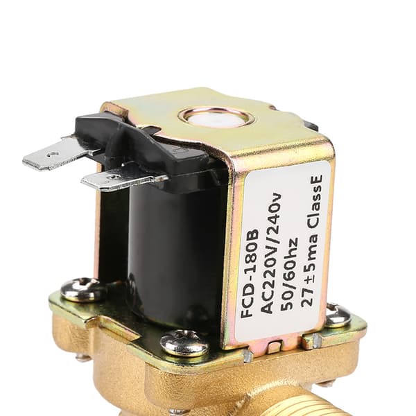 Vatteninlopps magnetventil, mässing, AC220V, G1/2, normalt stängd, pilotstyrd