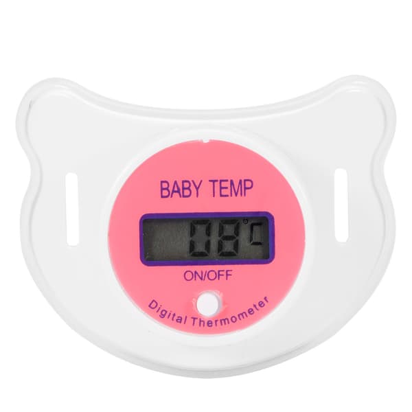 Digitalt babytermometer, oralt, sutteformet, beroligende LCD, nyfødt, lyserød, Celsius