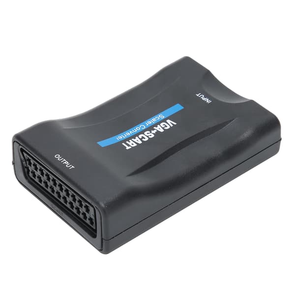 VGA til SCART-konverter HD-videoadapter computertilbehør med IR-fjernbetjening USB-strømkabel sort 1 sæt