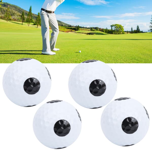 4-pack 2-lagers golfputtträningsbollar vita med svart prick