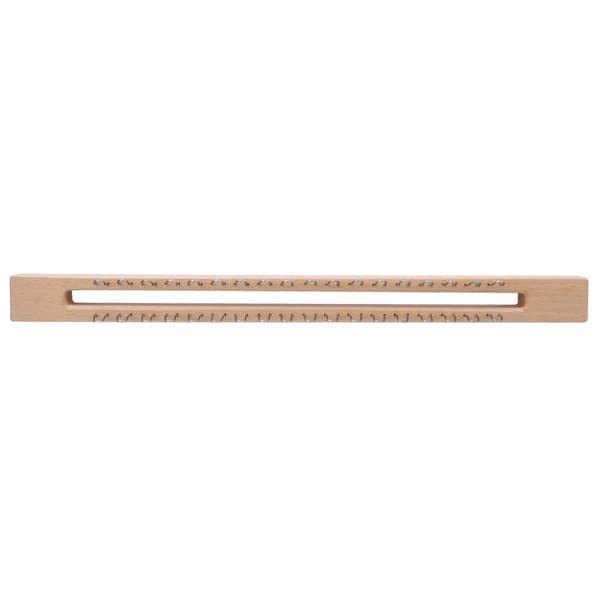 Rektangulär vävstol i trä, handstickningsmaskin i ull med armbågsvirkkrok