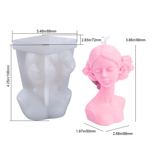 3D Silikone Kvindelig Kropslysform, DIY Støbeform til Lysfremstilling, Genanvendelig Silikone Torsoform