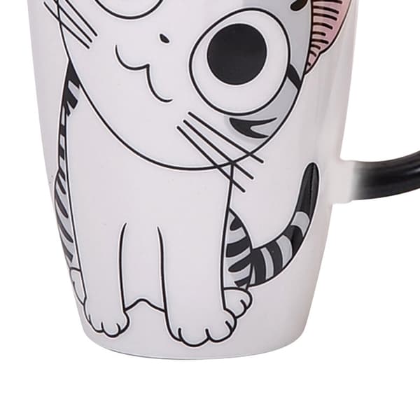 Söt katt keramisk kaffemugg med lock 600ml