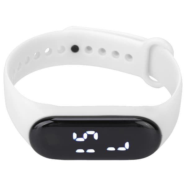 Vit LED Digital Sportklocka med Plastglas, Silikonband, Studentklocka