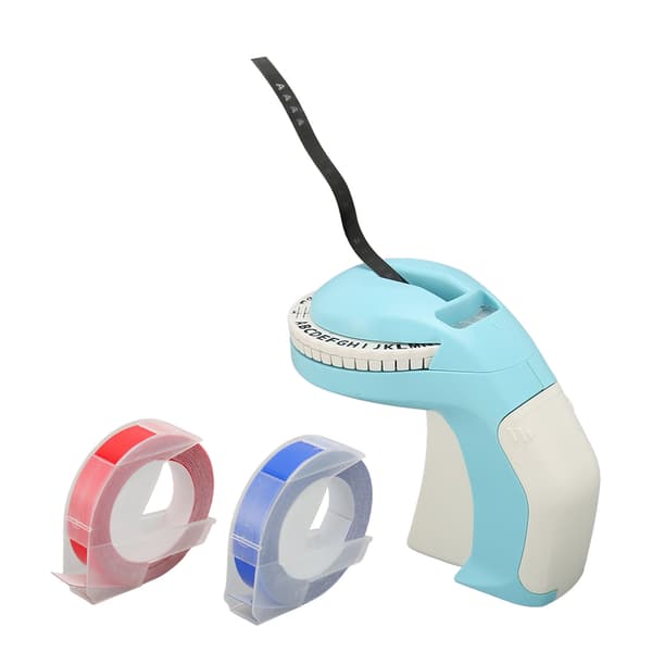 Prægemaskine 600dpi DIY Manuel Etiketprinter 3D Bærbar Præget Etiketmaskine Blå