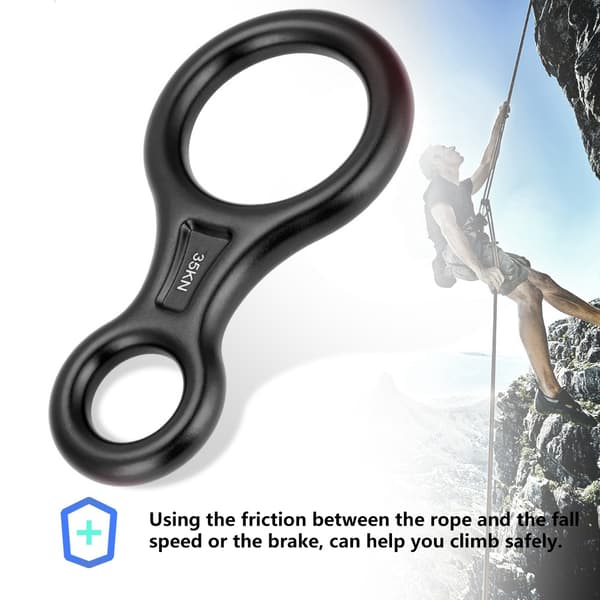 35KN Otte-tals Reb Nedfirer Abseil Ring Bjergbestigning Redningsudstyr Sort