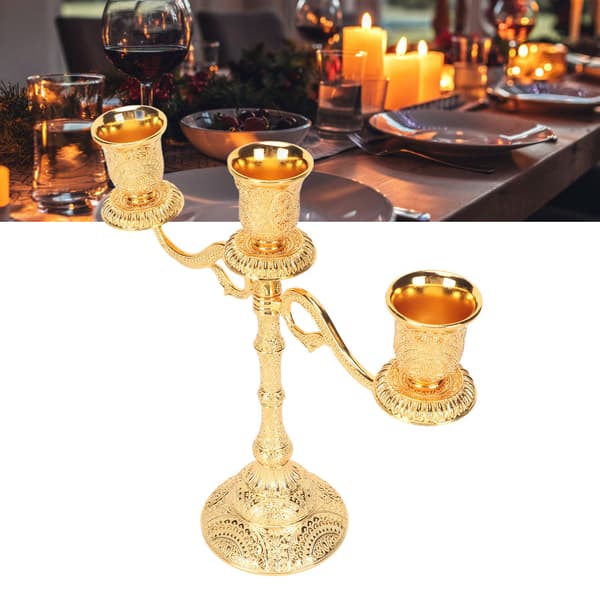 3-armad retro elegant ljusstake i legering för hem och restaurang