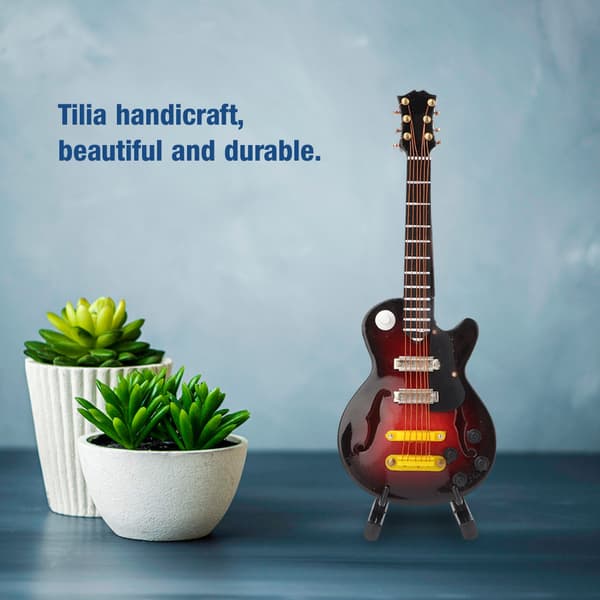 Miniatyr Tilia Hantverksgitarrform Elgitarr Instrumentmodell med Presentförpackning