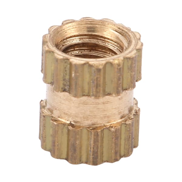 M2.5 messing riflede cylinderindsatsmøtrikker, 3x3.5mm, 100 pak