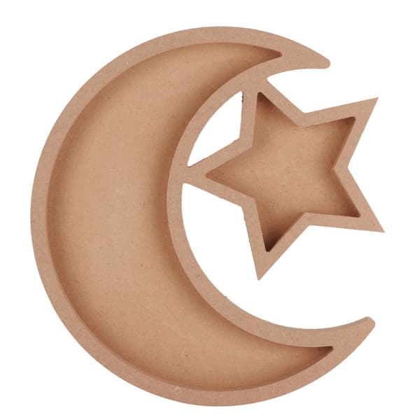 Træ Eid Dessertbakke Halvmåneform Multifunktionel Ramadan Fad til Hjemmefest Haveindretning