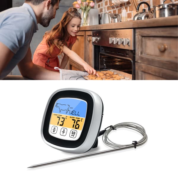 Digital köksgrilltermometer i rostfritt stål med köttprob