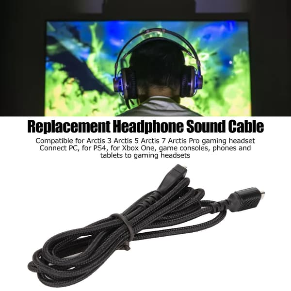 Erstatningslydkabel til gaming-headset til Steelseries Arctis 3, 5, 7, Pro, 1,5 m