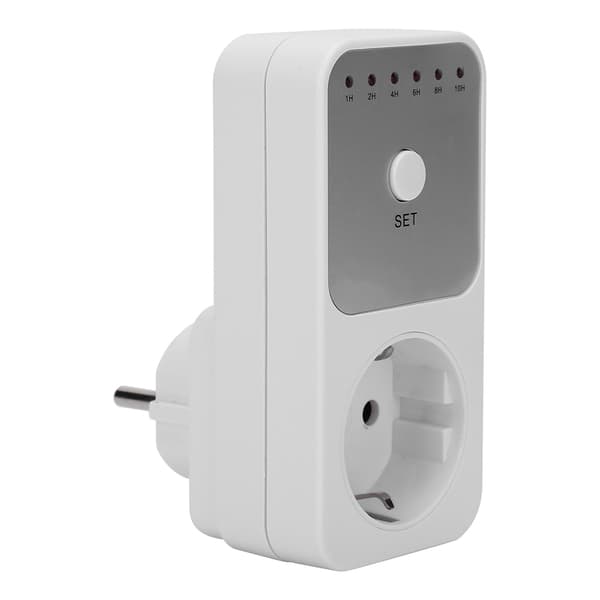 EU-stik 230V Timer Strømstikafbryder, Digital Nedtællingscontroller, Hvid, 1 pakke