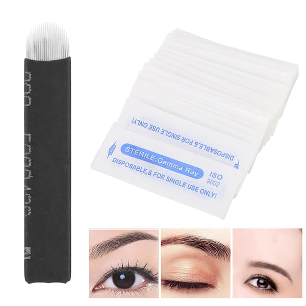50 st ögonbryn Microblading nålar blad fin tatuering permanent makeup blad 0,18 mm (U21 stift)