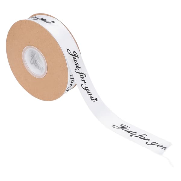 2,5 cm Satinband Rulle 45yd Tryck Bara för dig Polyester för DIY Bröllopsdekoration Födelsedagstårta Förpackning Vit