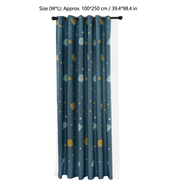 Tecknade Blå Planeter Polyester Mörkläggningsgardiner Ljusblockerande Draperier för Sovrum Vardagsrum (1 Panel)