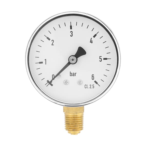 1/4\" NPT Hydraulisk Lufttryksmåler 0-6 bar, Sidemonteret Manometer