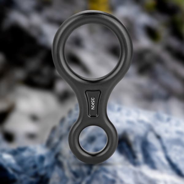 35KN Otte-tals Reb Nedfirer Abseil Ring Bjergbestigning Redningsudstyr Sort