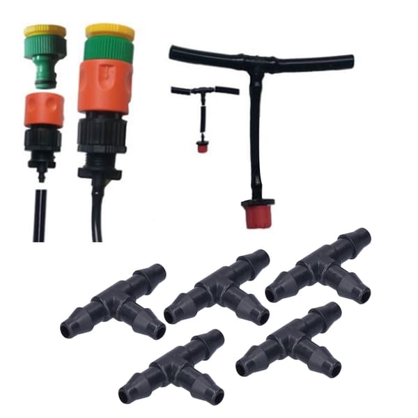 100-pack T-koppling 4/7 slangkopplingar Trädgårdsbevattningskopplingar Mikrosprinklersystem
