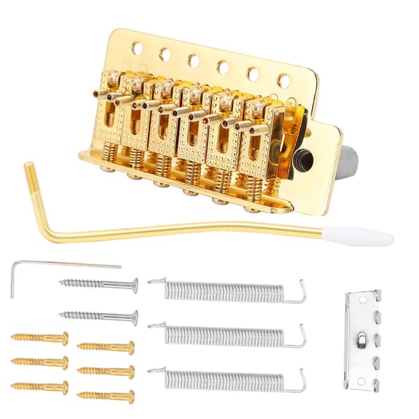 Guld Tremolo Stallsystem för ST Gitarr med Rullande Vibratoarm