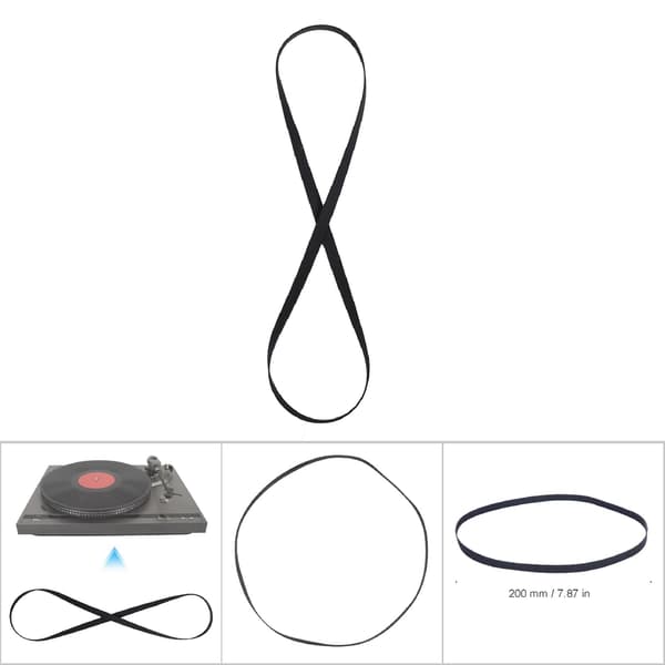 Sort gummi pladespillerrem med høj elasticitet (200 mm)