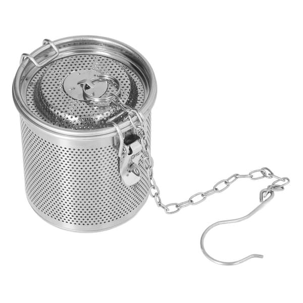 Krydderikuglesi i rustfrit stål til te, suppe, urter - Finfilterinfuser med lang kæde til madlavning, 1 pakke