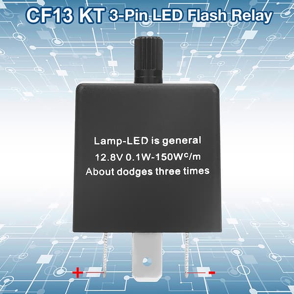 CF13 KT 3-poligt LED-blinkrelä justerbar frekvens för blinkers Hyper Blink Fix
