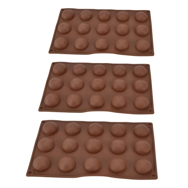 3 stykker 15-hulrums silikoneform chokoladebombe halvkuppel bageplade til kagegelébudding