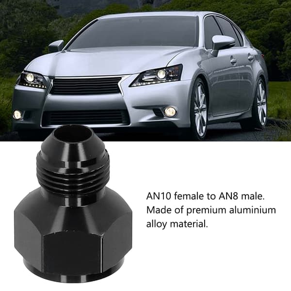 AN10 til AN8 Reducer Fitting, Sort Aluminiumlegering, Lige Adapter, Hun til Han