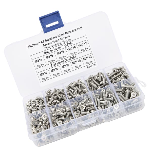 600 stk. M6 unbrakoskruesæt - 304 rustfrit stål pan/fladhoved hardwarekit