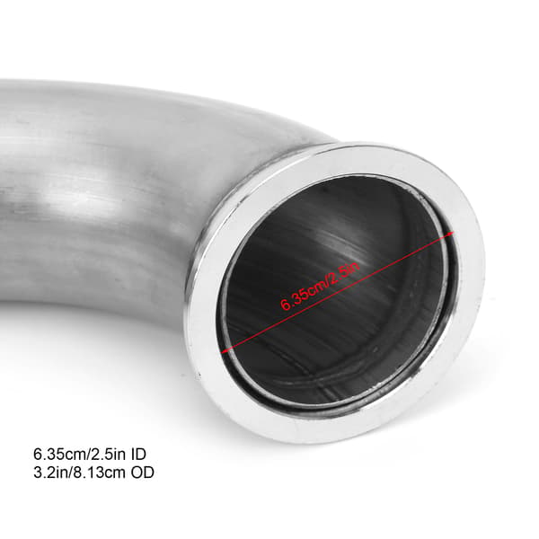 90° Flangealbueadapter Downpipe VBand Klemme Rustfrit Stål 2.5in ID til 3.2in OD