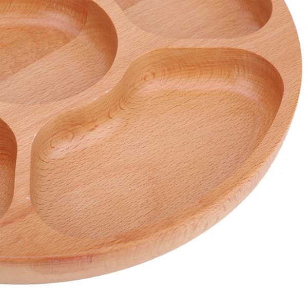 Rund Træ Opdelt Snacktallerken Serveringsbakke Dessertfad 30cm