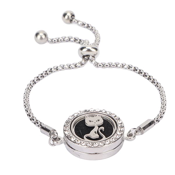 Armbånd til æteriske olier i rustfrit stål Aromaterapi Locket Justerbart armbånd til kvinder og piger