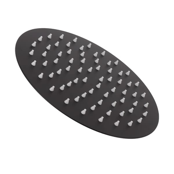 Sort Rund 20 cm Bruserhoved i Rustfrit Stål med Regnfunktion, Fastmonteret Brusehoved