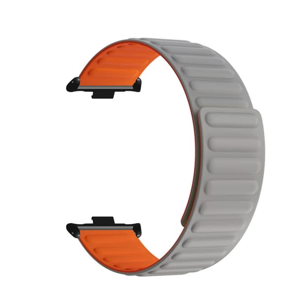 2-pack magnetiska silikonarmband för Mi Band 8 Pro, grå orange, säker stängning