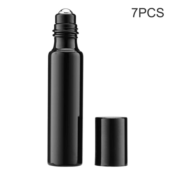 7 st påfyllningsbara parfymflaskor i glas, eterisk olja, rullflaskor, bärbara lätta tomma roll-on-flaskor för resor, 10 ml, svart