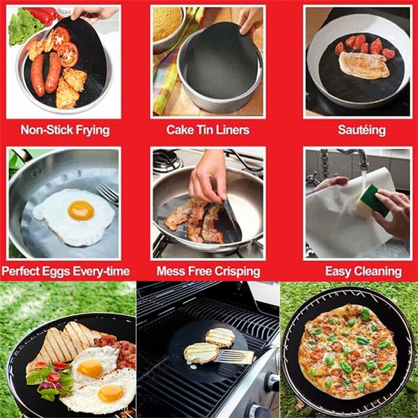 2-pak genanvendelig non-stick 40 cm rund BBQ grillmåtte