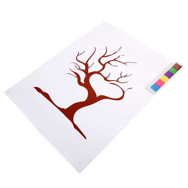 Röd bläck fingeravtryck gästbok träd canvas bröllopssignaturset (2 röda resväskor)
