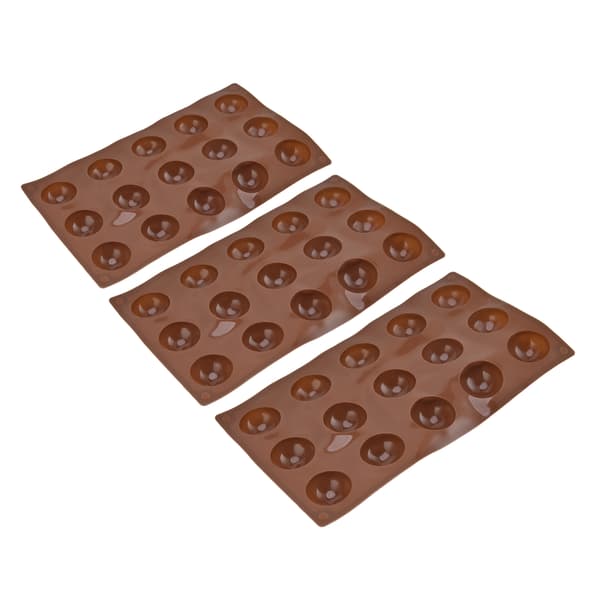 3 stykker 15-hulrums silikoneform chokoladebombe halvkuppel bageplade til kagegelébudding