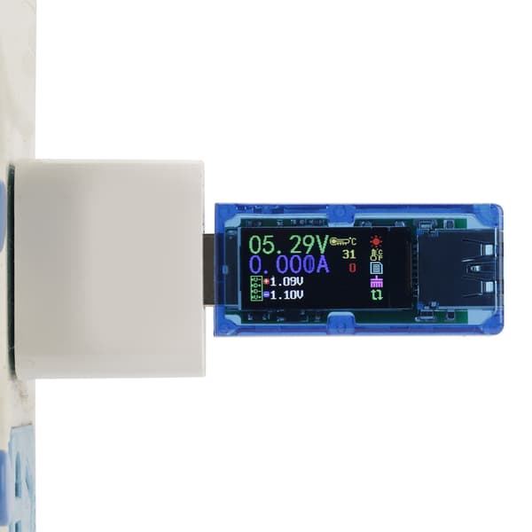 USB 3.0 farvedisplay voltmeter ammeter multimeter, RuiDeng AT34 oplader strømtester