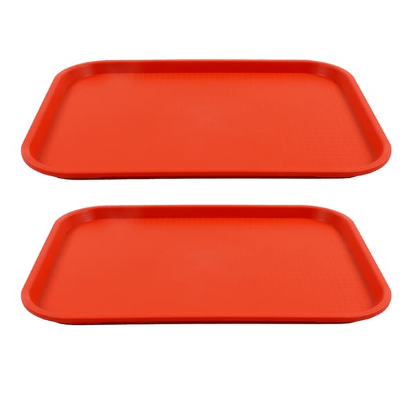2-pack stapelbar rektangulär halkfri PP-serveringsbricka, lättvikt för restauranger och kaféer, orange