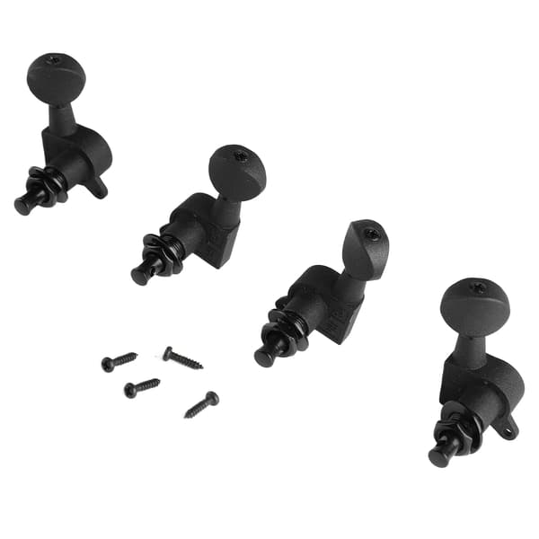 4 stk. metal ukulele stemmeskruer med skruer, forseglede stemmeknapper, mat sort til Uke