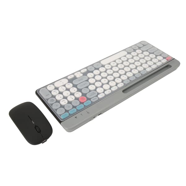 2.4G Trådløst Retro Tastatur og Mus Sæt, Genopladelig Bluetooth Combo til Computer, Sort