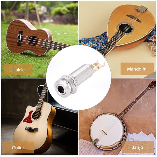 Silver Gold Koppar Stereo Endpin Jack Utgång för Elgitarr Ukulele Pickup