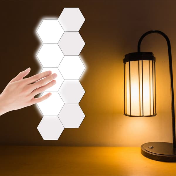 Hexagonal DIY Vägglampa Heminredning 100V-240V 5 Lampor Sovrum Vardagsrum