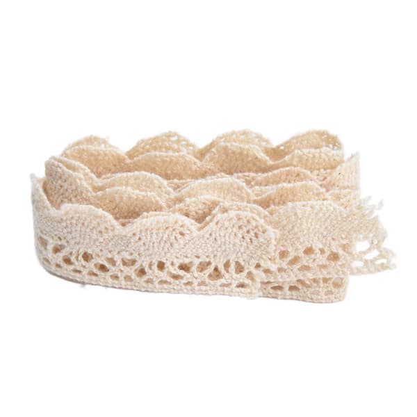 Spetsband DIY Bomullsnät 2cm Bredd 20 Yards Elegant Tyllspets för Gardin Kläder Duk Presentförpackning Beige