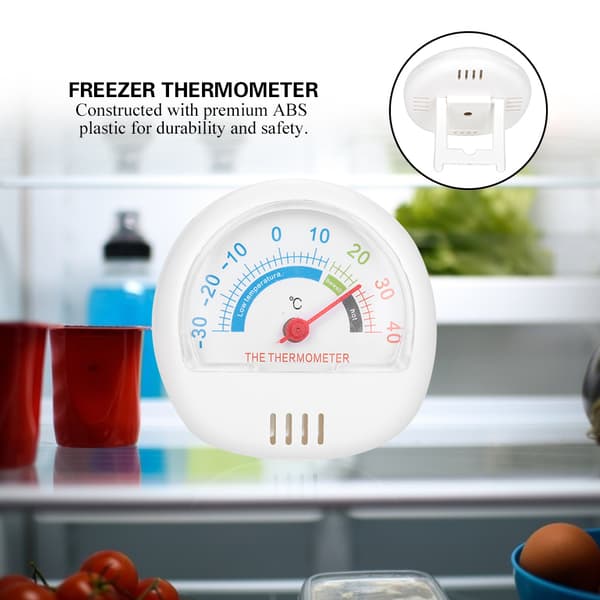 Mekanisk kyl- och frytermometer med stor urtavla (vit)