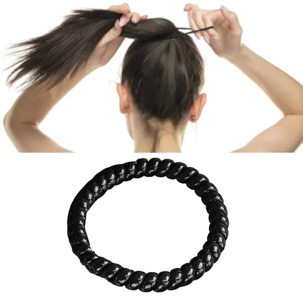 Svarta spiralhårband, högelastiska hårelastiker, hårband som inte drar, trasselfria hårband