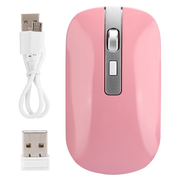 Rosa Ergonomisk 2.4G Trådlös Datormus, 1600 DPI Högprecision USB Uppladdningsbar Bärbar PC-kringutrustning