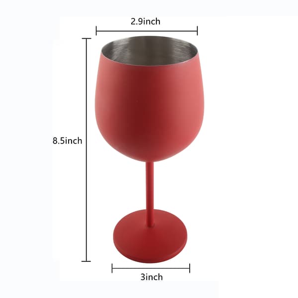 4 stk. røde vinglas i rustfrit stål 18 oz mat finish brudsikre